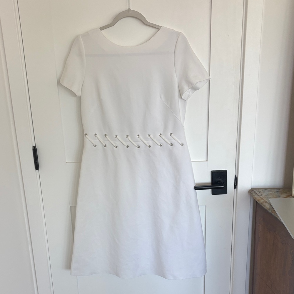 Escada White Midi Dress with Silver Accents